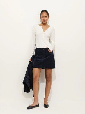 ALEX MILL Camden Dusty Blue Corduroy Skirt Size 6 NEW NWT